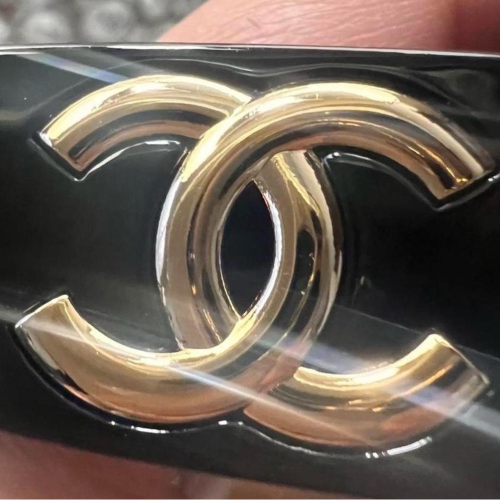 CHANEL Black Sunglasses with Gold Accents - Picture 6 of 6
